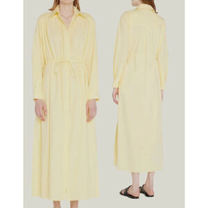 Matteau Channel Long Sleeve Side Slits Maxi Shirt Dress Yellow Women's XXL/US 10